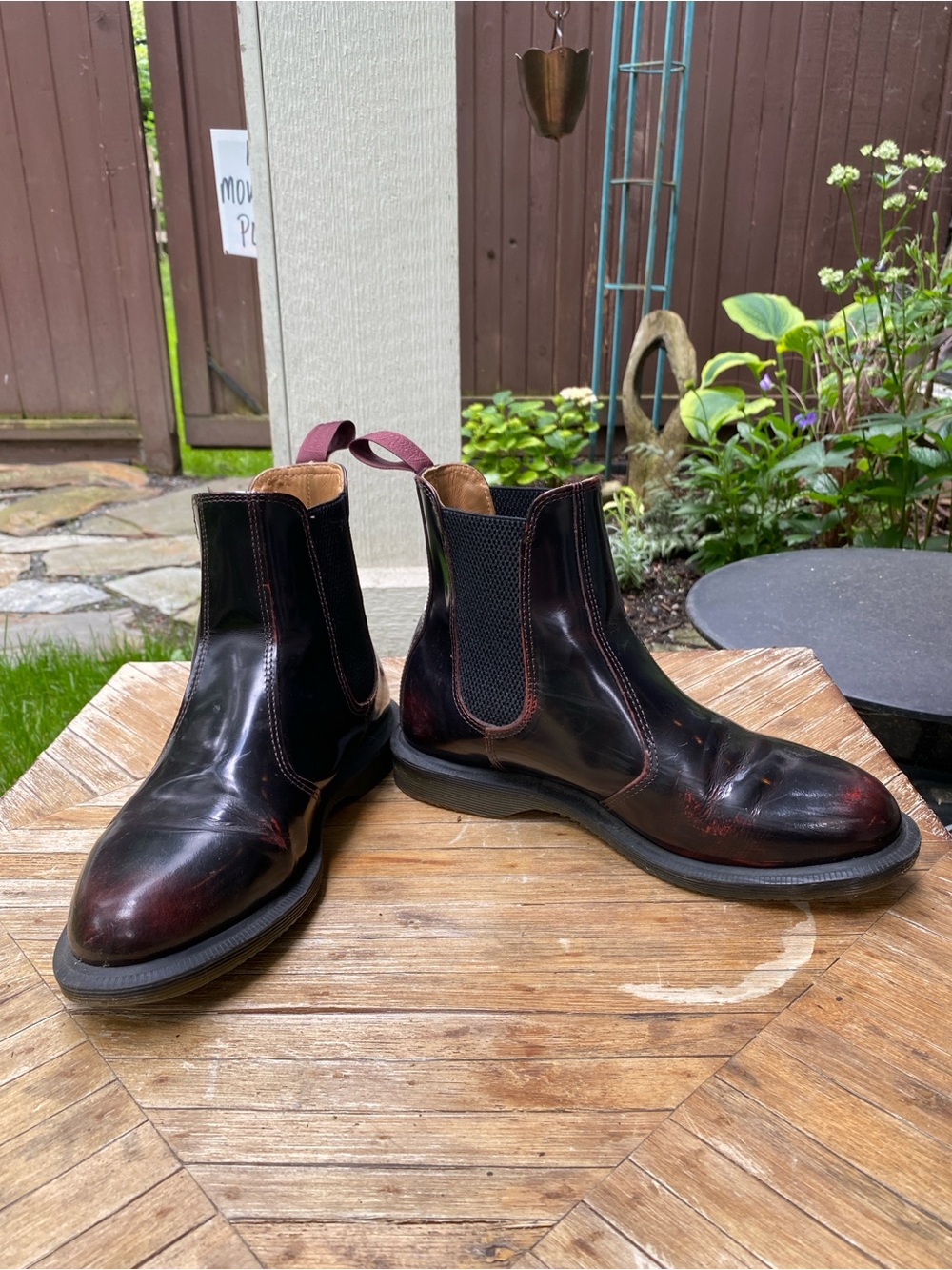 Dr. Martens Black with Burgundy Accent Chelsea Boots